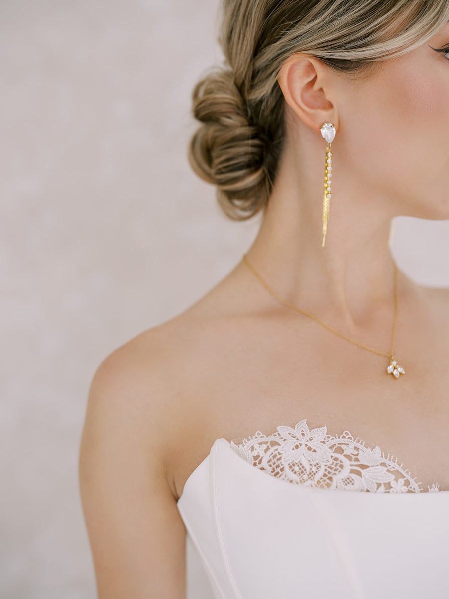 Annabella Crystal Tassel Bridal Earrings