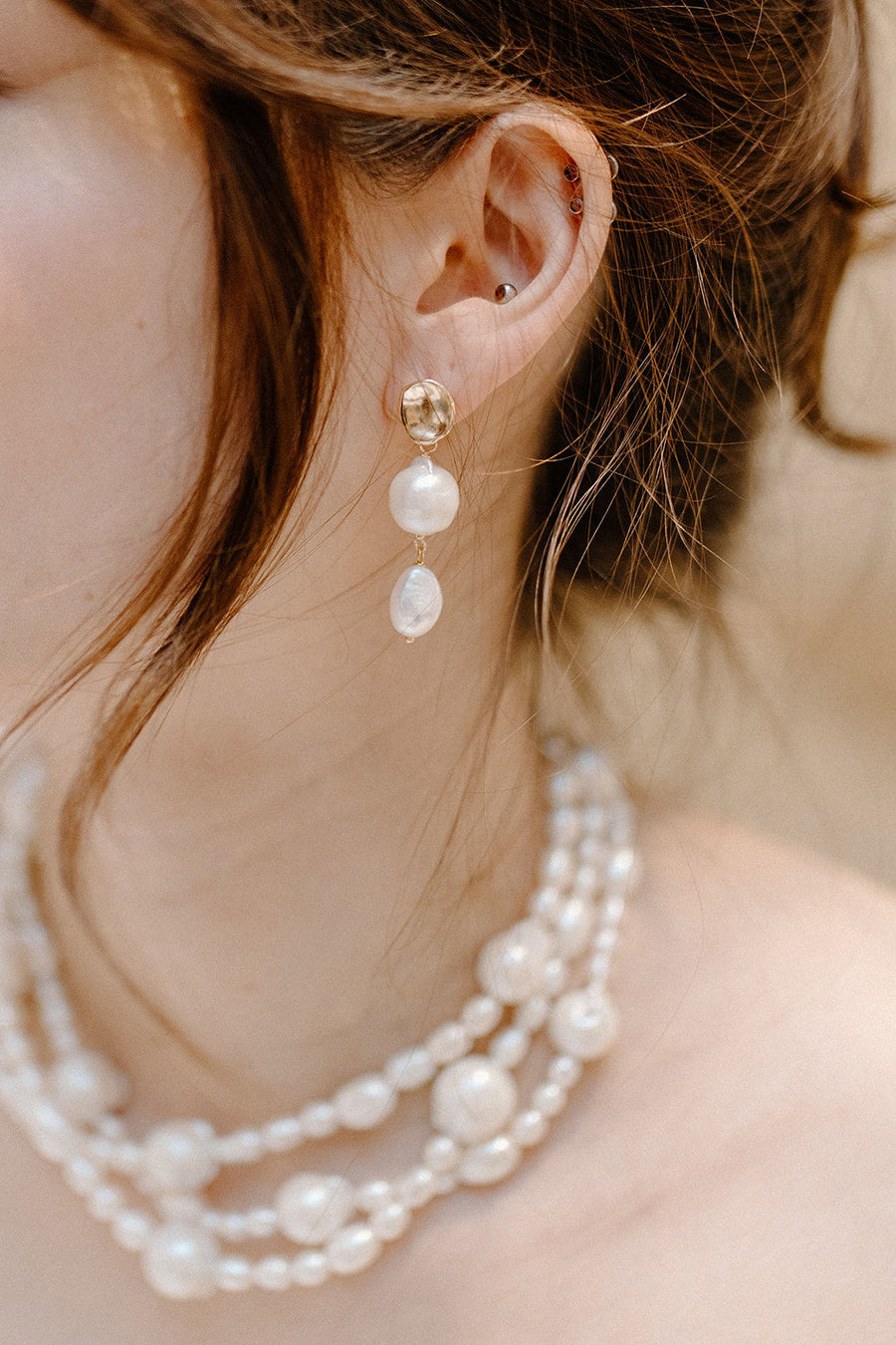 Nikki Baroque Pearl Drop Bridal Earring