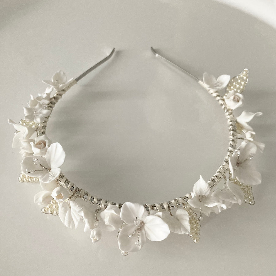 Elise Pearl and Flower Bridal Crown