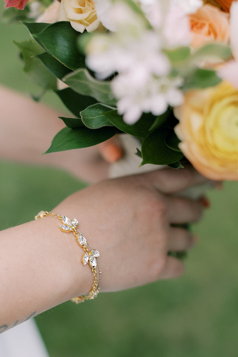 Shayla Crystal and Gold Bridal Bracelet