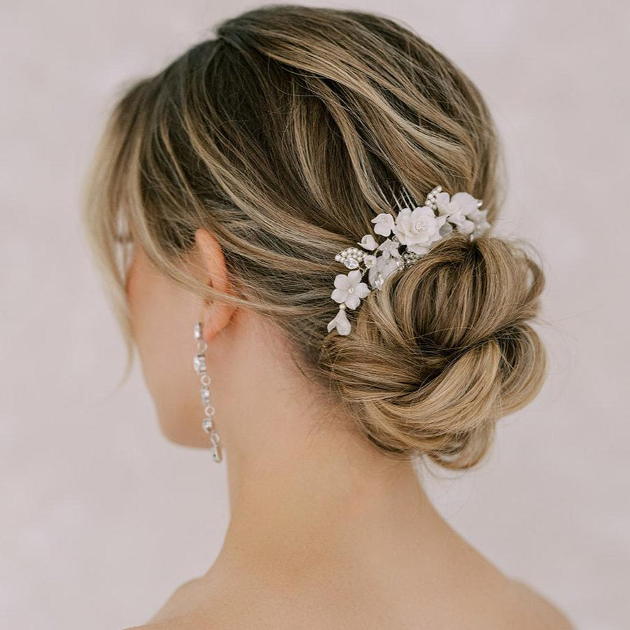 Twyla Vintage Inspired Flower and Crystal Bridal Comb