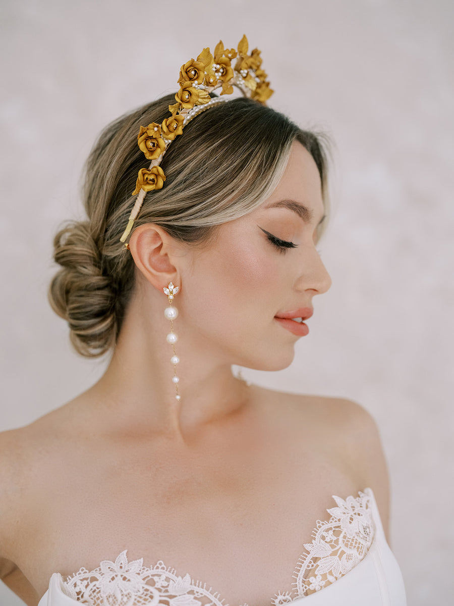 Genevieve Gold Flower Bridal Crown