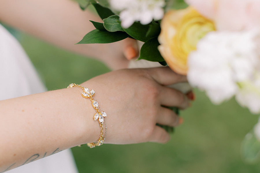 Shayla Crystal and Gold Bridal Bracelet