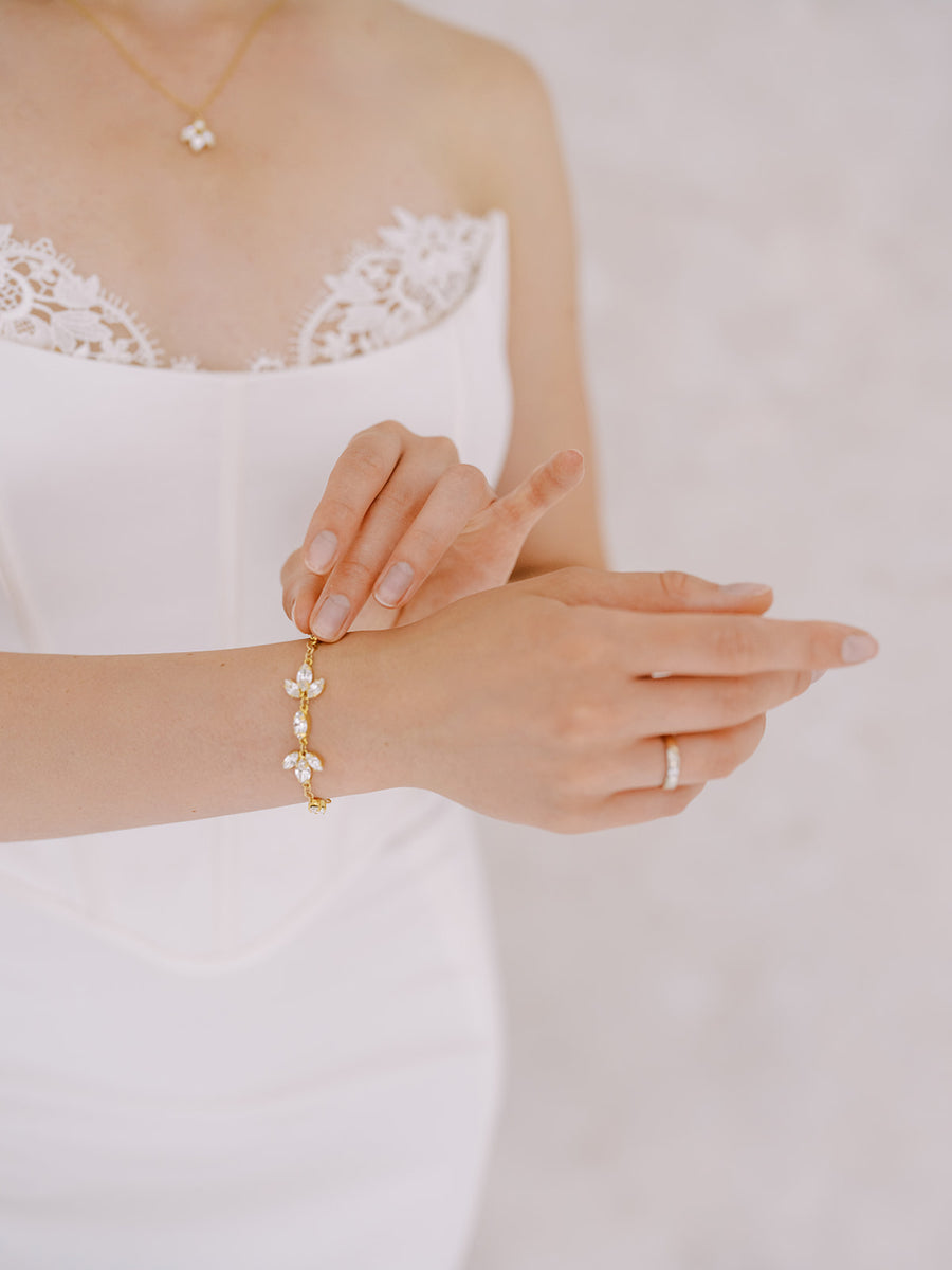 Shayla Crystal and Gold Bridal Bracelet